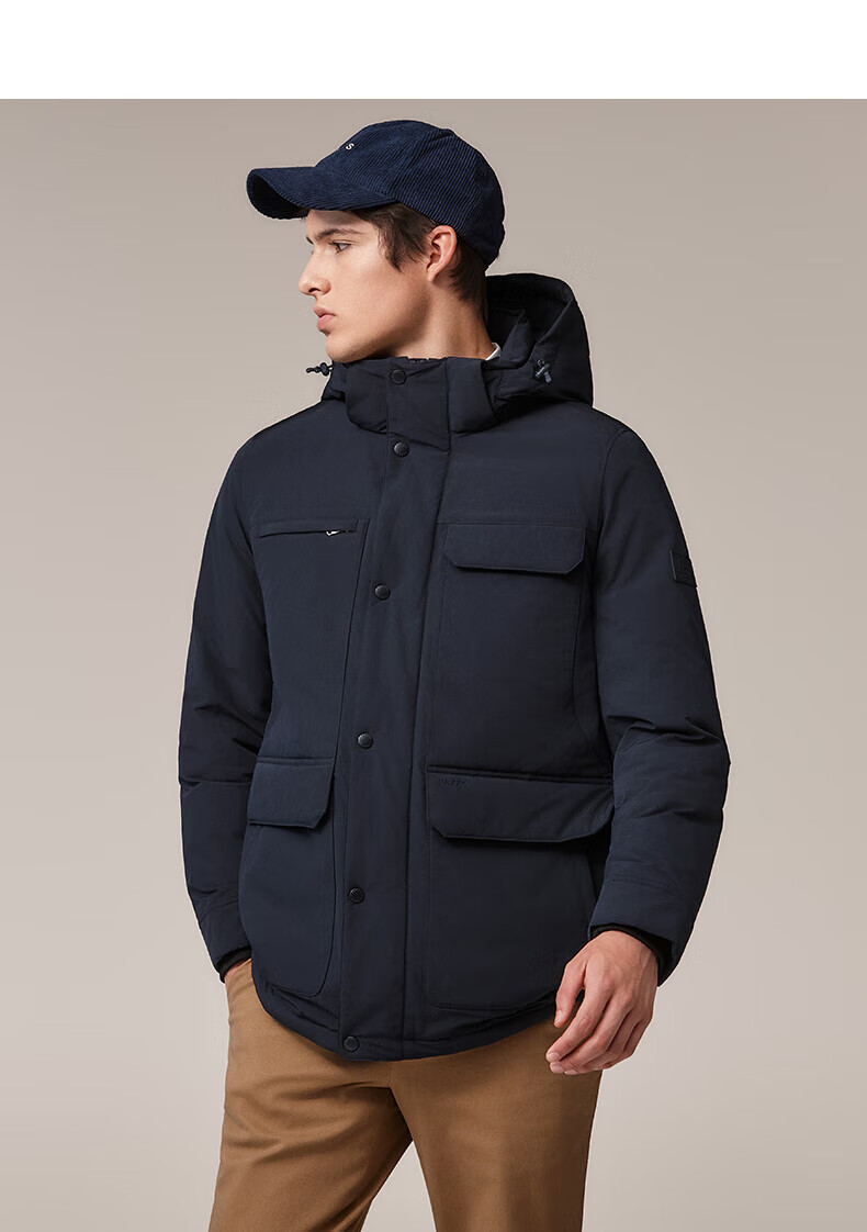HAZZYS Men's Winter PHIZ Series Multi-Pocket [Three-Proof] Loose Down Jacket ASFZU0CDI02 9